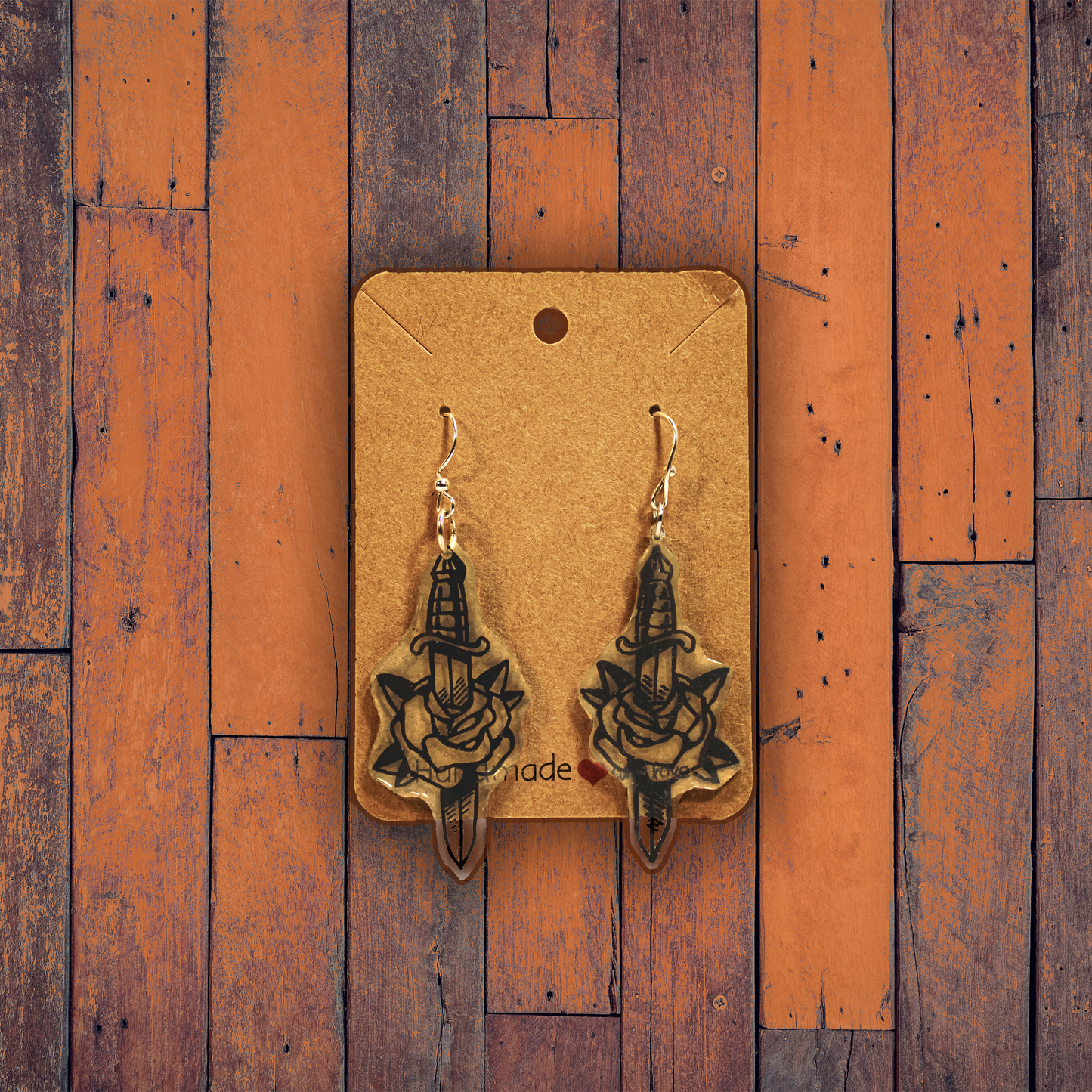 Dagger Rose Earrings